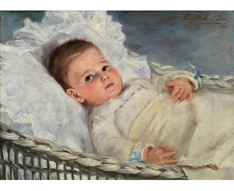 Zach-Dorn, Camilla, 1859 Braunschweig - 1951Portrait eines kleinen Kindes. 1909, Öl auf Leinwand, rechts oben signiert und da