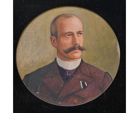 Porträtmaler, um 1900Herrenbildnis (Brustbild). Öl auf Leinwand, min. Druckstelle an unt. Rand, im Rahmen d. Zt. mit rundem B