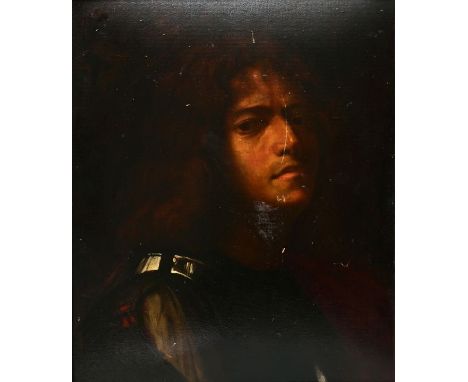 Unbekannter Künstler, 19./20. Jh.Portrait eines jungen Mannes im Stil Rembrandt van Rijns. Öl auf Malpappe, wohl spätes 19. J