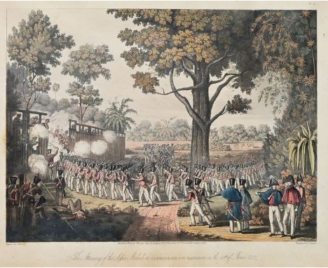 "The Storming of the Lesser Stockade at Kemmendine near Rangoon on the 10th of June 1824"(Die Erstürmung der minderen Palisad