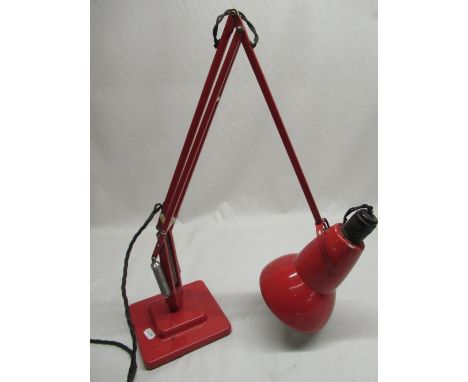 1938 - 1968 Herbert Terry no. 1224 angle poised lamp in red finish with cast marks to the square stepped base 
