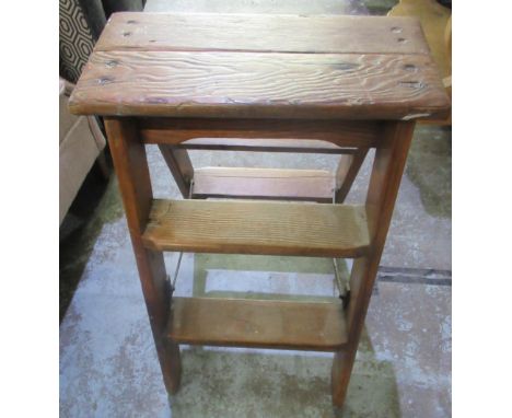 Vintage folding two rung step ladder W50cm D40cm H57cm 