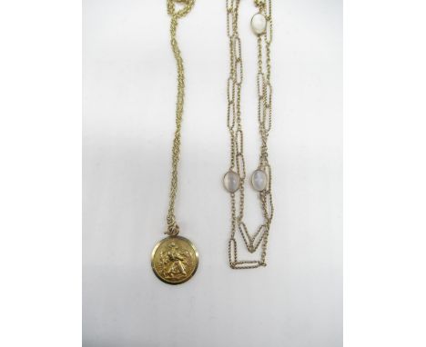 Hallmarked 9ct gold St Christopher pendant London, 1966, on a 9ct gold rope chain necklace with spring ring clasp L40cm and a