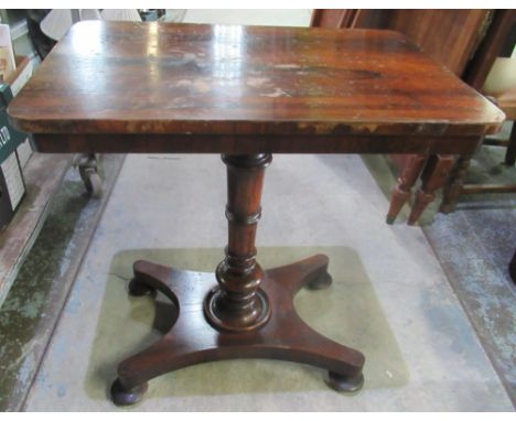 Regency rosewood and simulated rosewood rectangular side table on ring turned supports and bun feet W69cm D45cm H71cm 