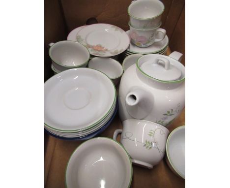 Collection of various dinner and other tableware, including Denby, Spode, Poole tea service, etc (2 boxes) 