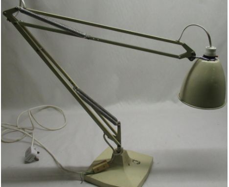 1933 Herbert Terry model 1209 angle poised lamp in painted cream finish stamped mark to  swept square base 