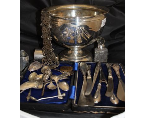 A silver presentation bowl on circular foot, the body inscribed "First Regiment Presented by The Warrant and N.C.OS First Lif