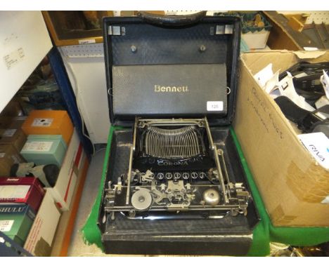 A Bennett Typewriter Company of New York reverse ribbon portable typewriter and a Corona portable typewriter CONDITION REPORT