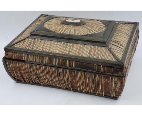 Large porcupine quill jewellery box with internal lidded compartments, 32 x 23 cm. UK P&amp;P Group 2 (£20+VAT for the first 