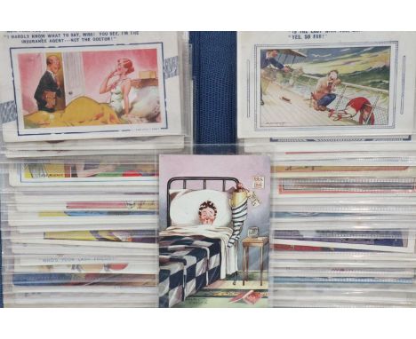 Album of thirty six saucy seaside post cards including Bamford. UK P&amp;P Group 2 (£20+VAT for the first lot and £4+VAT for 