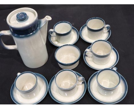 Wedgwood fourteen piece Blue Pacific coffee set. UK P&amp;P Group 3 (£30+VAT for the first lot and £8+VAT for subsequent lots