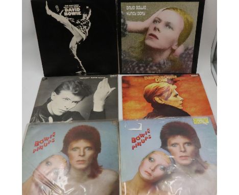 Six David Bowie LPs. UK P&amp;P Group 2 (£20+VAT for the first lot and £4+VAT for subsequent lots) 