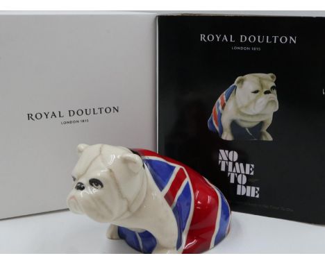 Boxed Royal Doulton James Bond edition bulldog, No Time to Die, no cracks or chips, H: 9 cm. UK P&amp;P Group 2 (£20+VAT for 