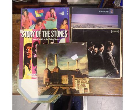 Five Rolling Stones albums and Pink Floyd LPs. UK P&amp;P Group 2 (£20+VAT for the first lot and £4+VAT for subsequent lots) 