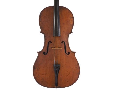 Good 19th century German violoncello labelled Louis Noebe...Hamburg and inscribed in ink on the label L.N. no. 375, 1884, the