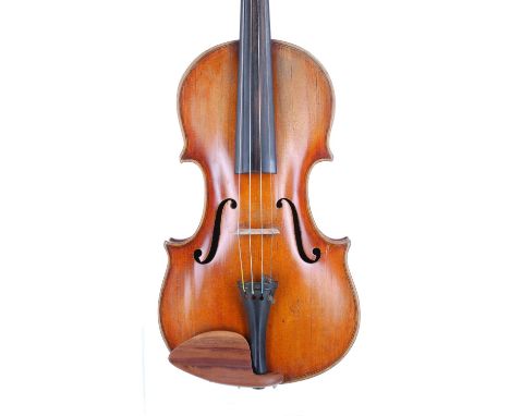 Interesting 19th century restored violin, unlabelled, the one piece back of very faint medium curl with similar wood to the s