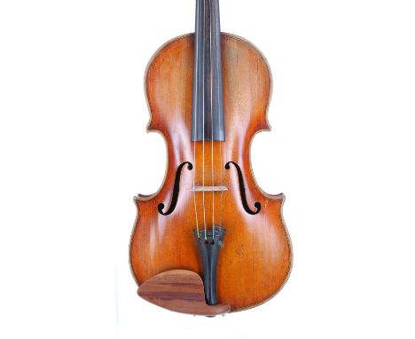 Interesting 19th century restored violin, unlabelled, the one piece back of very faint medium curl with similar wood to the s