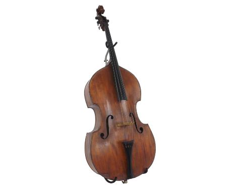 Good 19th century German double bass, length of back 44", stop length 25", vibrating string length 41.5" *This double bass ha