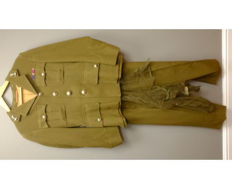 Army No.2 uniform, jacket with Signals collar badges & buttons, with trousers and net scarf,   Condition Report   Click here 