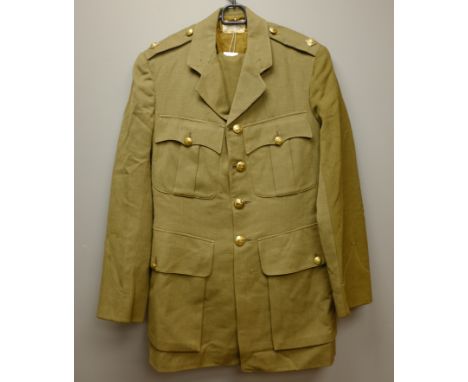 Army No.2 uniform, jacket with Signals shoulder badges & buttons, for Col B D Gibson, retailed by Hamper & Sons Scarborough, 