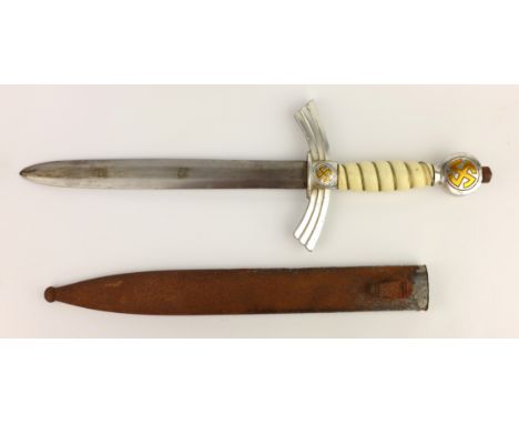 WW2 German Luftwaffe type Dagger, Swastika pommel with wire bound composition grip, 21cm blade, steel scabbard stamped Coppel