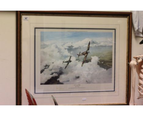 Aviation - Framed & glazed Robert Taylor  Print ' Duel of Eagles ' signed by Douglas Bader and Adolf Garland