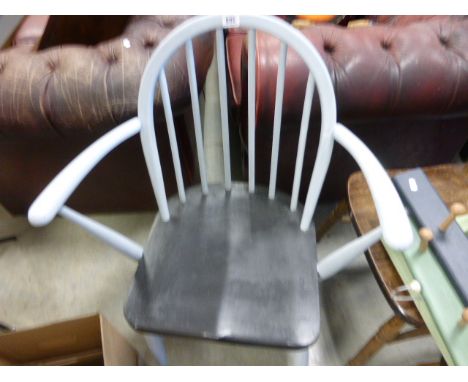 A painted hoop back dining chair; together with four painted coat racks