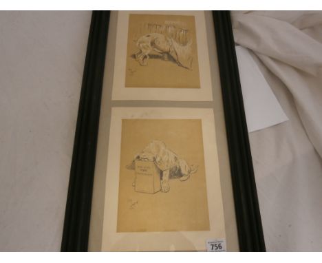 Cecil Aldin 1902, a pair of original print illustrations of cheeky dogs
