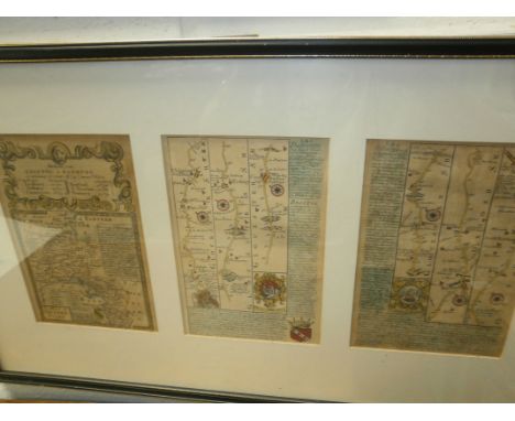 The Road form Bristol to Banbury; a coloured map; framed and glazed