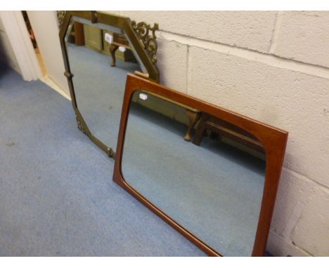 A 1960s vintage hanging wall mirror; together with another mirror
