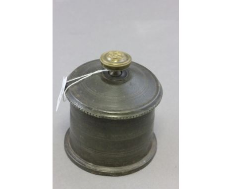 19th century Lead Tobacco Jar with Brass Lion Mask Finial