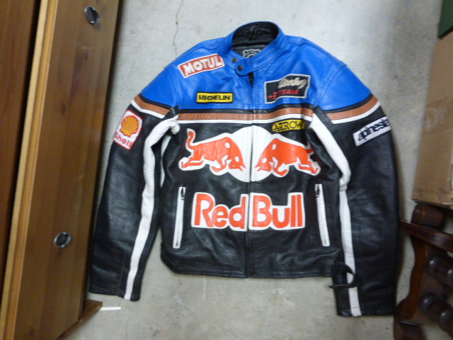 A Small Red Bull Leather Motorbike Jacket Lot 567 A Small Red Bull Leather Motorbike Jacket