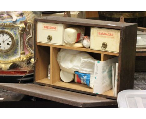 Vintage ' Clayton ' First Aid Box with fitted interior partly full with medical contents