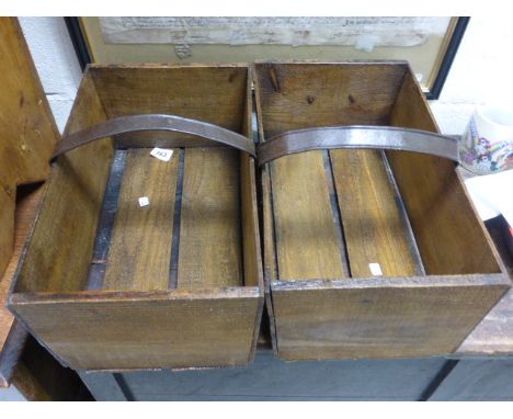2 vintage fruit pickers trugs