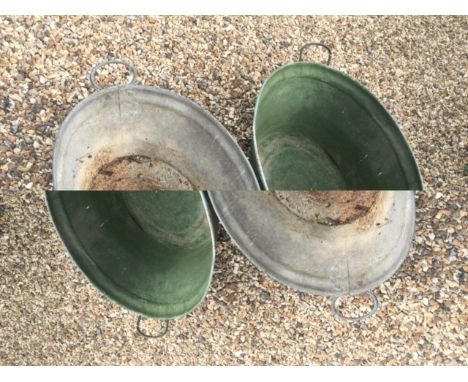 2 vintage galvanised tin baths