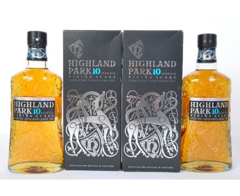 Two bottles of Highland Park 10 year old Viking Cask Single Malt Scotch Whisky 70cl 40%