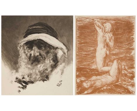 SIR HERBERT HERKOMER (GERMAN-BRITISH 1849-1914) STUDY OF AN ARAB HEAD, herkomergravure on laid paper, with margins, a deckle 
