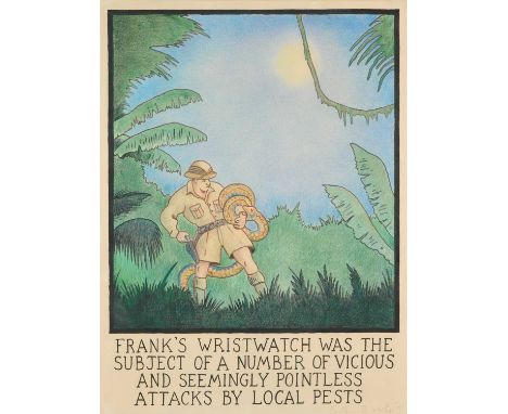 GLEN BAXTER (BRITISH B.1944) ⊕ FRANK'S WRISTWATCHsigned and dated Glen Baxter '91 lower rightcoloured crayon and watercolour 