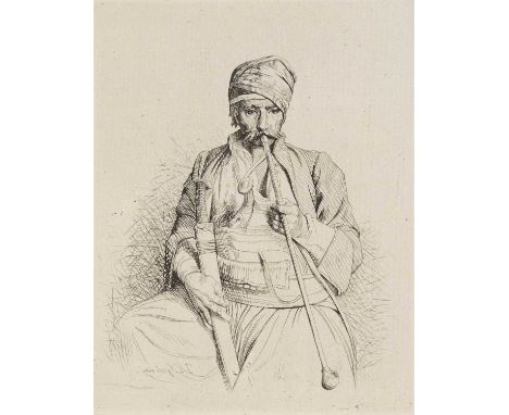 JEAN-LEON GEROME (FRENCH 1824-1904) LE FUMEUR EGYPTIEN etching with drypoint, circa 1864, a fine impression printing with ton
