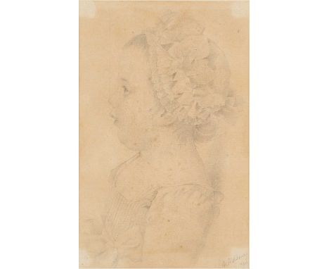 GILES HUSSEY (BRITISH 1710-1788) PORTRAIT OF THE HON. JULIANA ARUNDEL IN PROFILE FACING LEFT, WEARING A DRESS WITH BODICE AND
