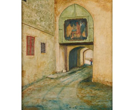 CHRISTOPHER DARTON WATKINS (BRITISH 1928-2010) ⊕ THE GREEK'S GATE, MEDINA, MALTAsigned Darton Watkins lower left; signed and 