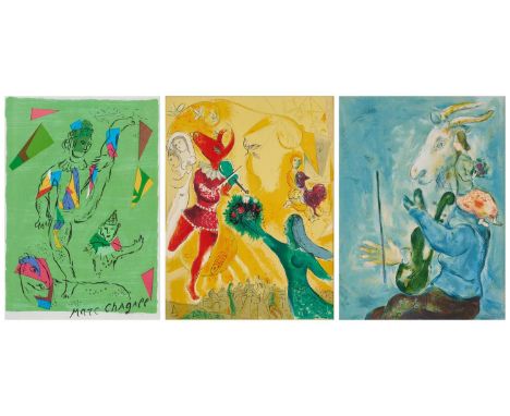 AFTER MARC CHAGALL (FRENCH 1887-1985) ⊕ L'ACROBATE VERT; LA DANSE; LE PRINTEMPS (I-III)signed on the stone (i) each lithograp