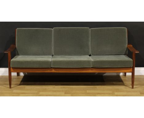 Mid-century Design - a teak sofa, by Walter Knoll (German, 1876-1971) for Knoll Antimott, 77cm high, 184cm wide, the seat 165