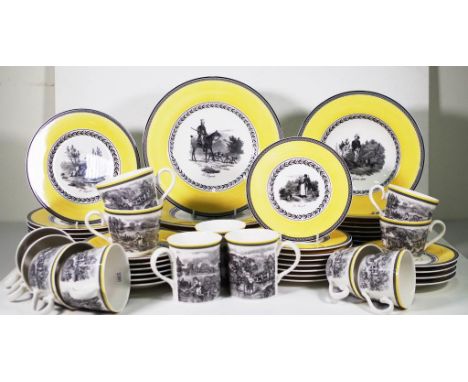 Extensive Villeroy and Boch part dinner set Audun Chasse, including 8 dinner plates, 8 soup plates, 9 entree plates, 8 bread/