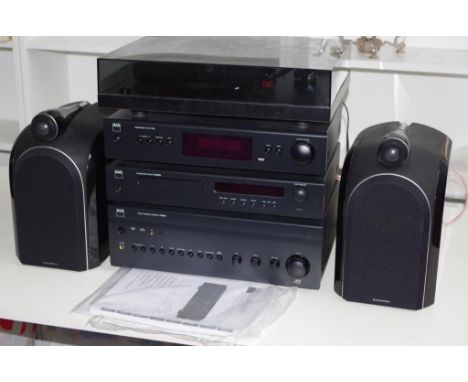 B&amp;W NAD sound system comprising of a pair of Bowers &amp; Wilkins PM1 speakers, an NAD C375BEE stereo amplifier, NAD C446