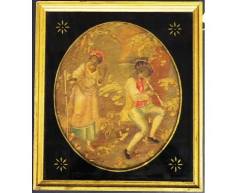 The Shepherdess of the Alps C:1790-1800 English, silk and wool on silk with painted faces. From a play in verse by JF Marmont