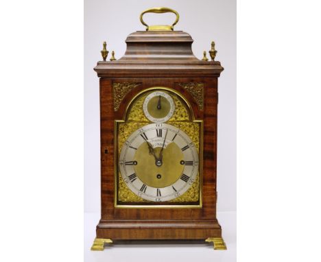 Good George III mahogany bracket clock by Joseph Rose, The eight day movement with original anchor escapement striking the qu