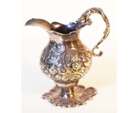 Hallmarked sterling silver cream jug with modified foot (repaired from another item). Hall marks to body - London 1898, 12.2c