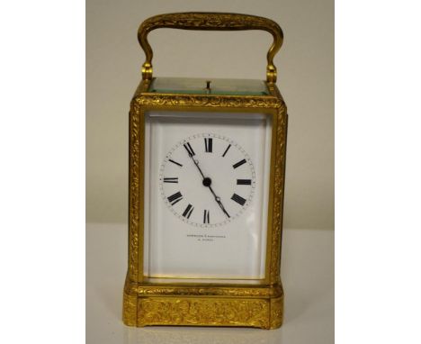 Bolviller, Paris French carriage clock dial and rear plate marked Gontard et Bolviller, 8 day strike repeater. One piece case