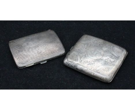 An Edwardian silver cigarette case, with stylish geometric engine turned design and gilt interior, hallmarked by A & J Zimmer